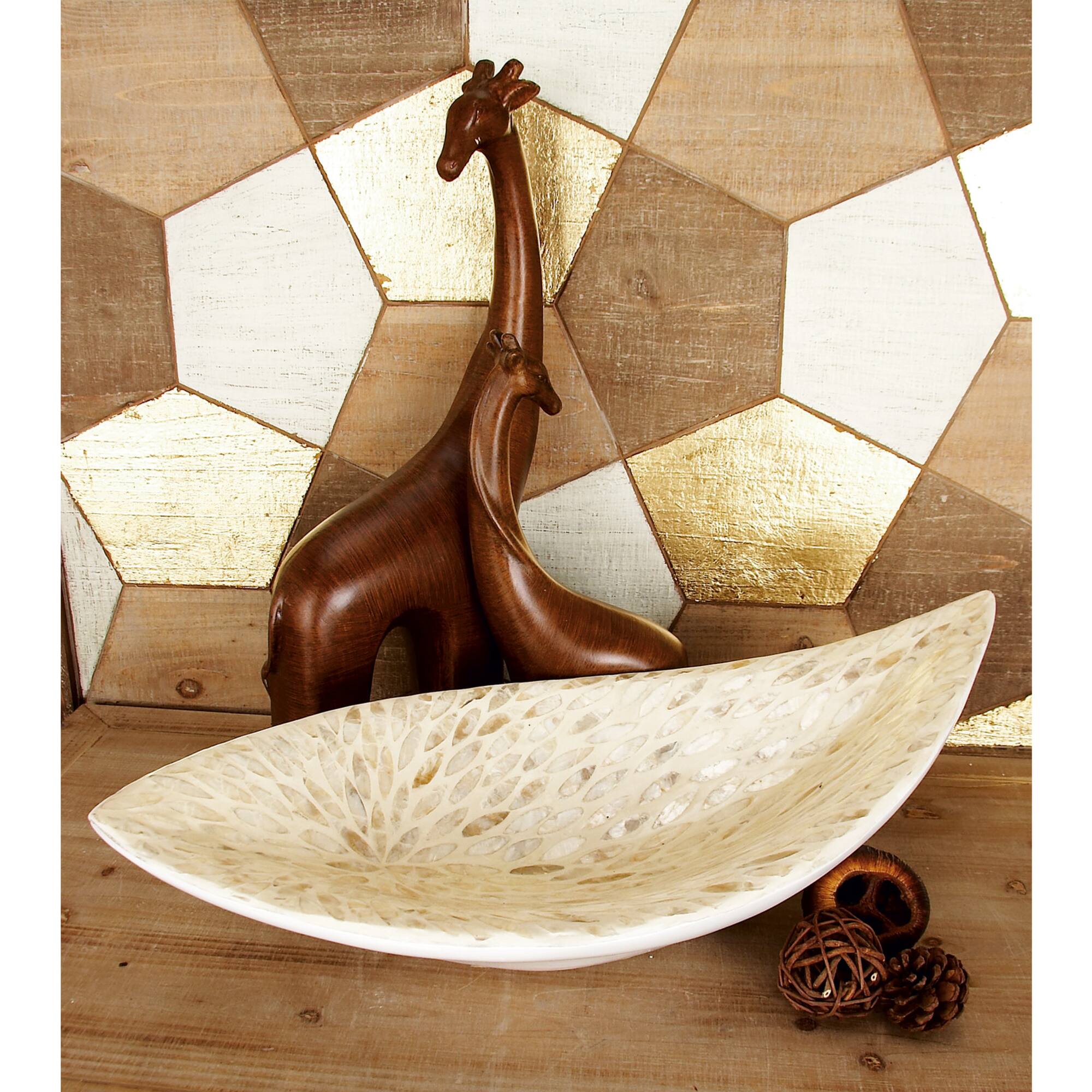 22" White Mother of Pearl Coastal Tray